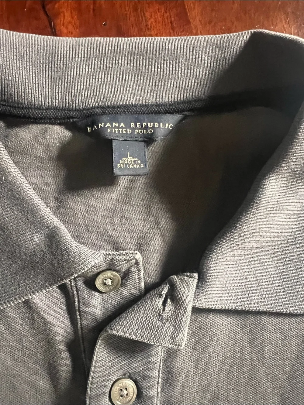 Men’s Banana Republic Olive Gray Polo | Fitted Style | Cotton Blend | Large